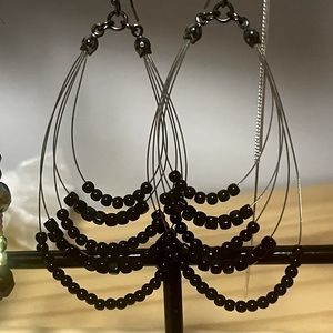 Black Bead Earrings
